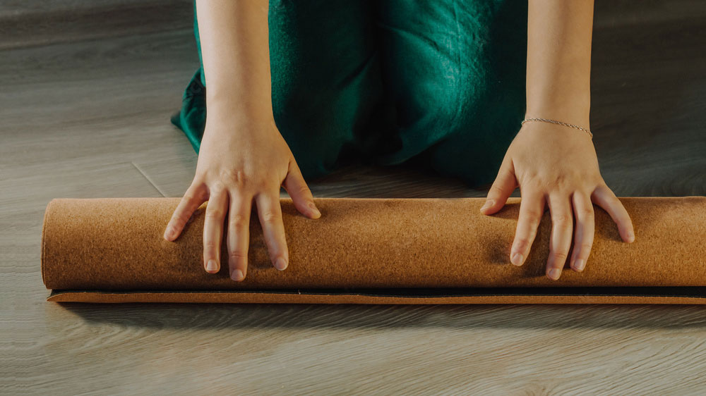 Gaiam Yoga Mat Cork with Non-Toxic Rubber Backing, Natural