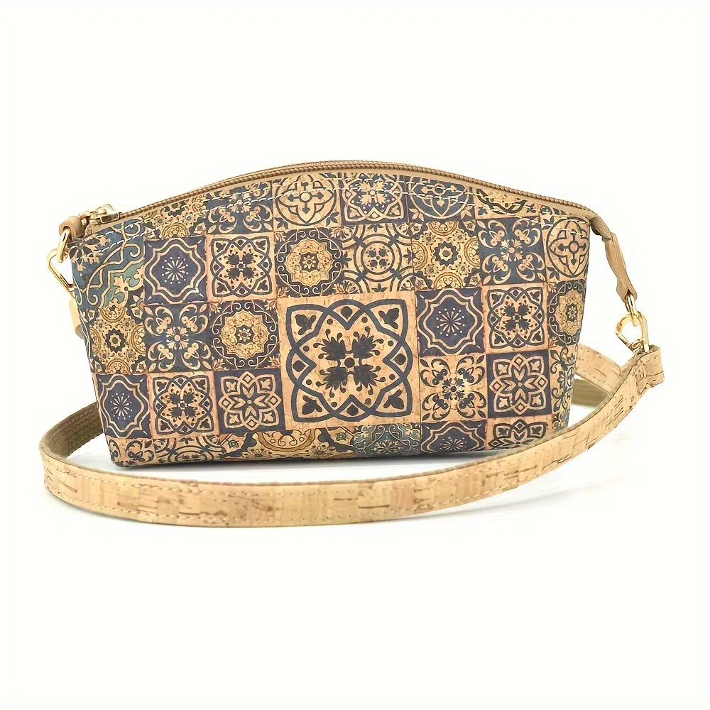 ⁦Bohemian Paisley Vegan Cork Leather Crossbody Bag⁩ - الصورة ⁦6⁩