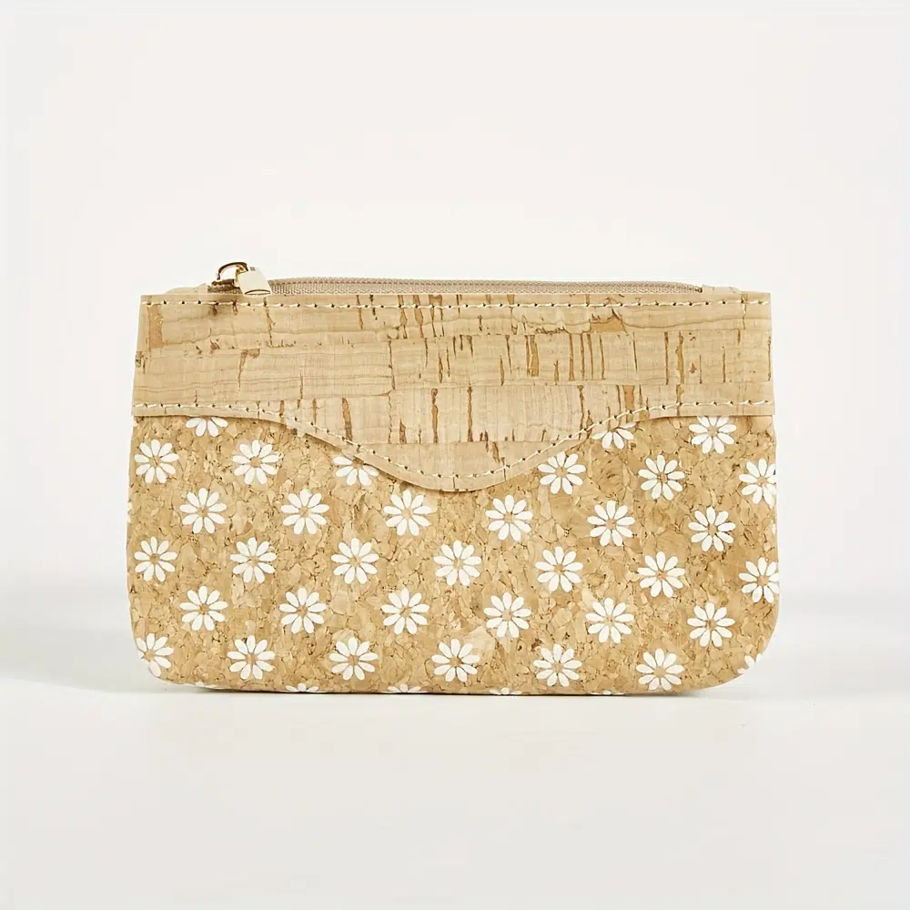 Pochette en liège rétro à motif fleuri 5 Retro Flower Pattern Cork Carry On Pouch – Image 5