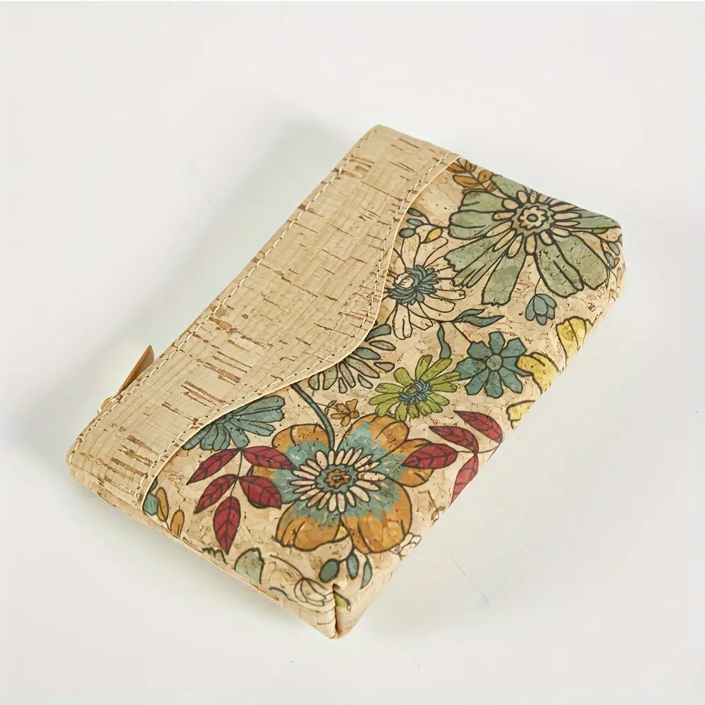 Pochette en liège rétro à motif fleuri 3 Retro Flower Pattern Cork Carry On Pouch – Image 3
