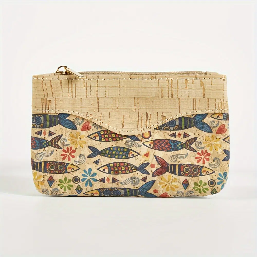 Pochette en liège rétro à motif fleuri 6 Retro Flower Pattern Cork Carry On Pouch – Image 6