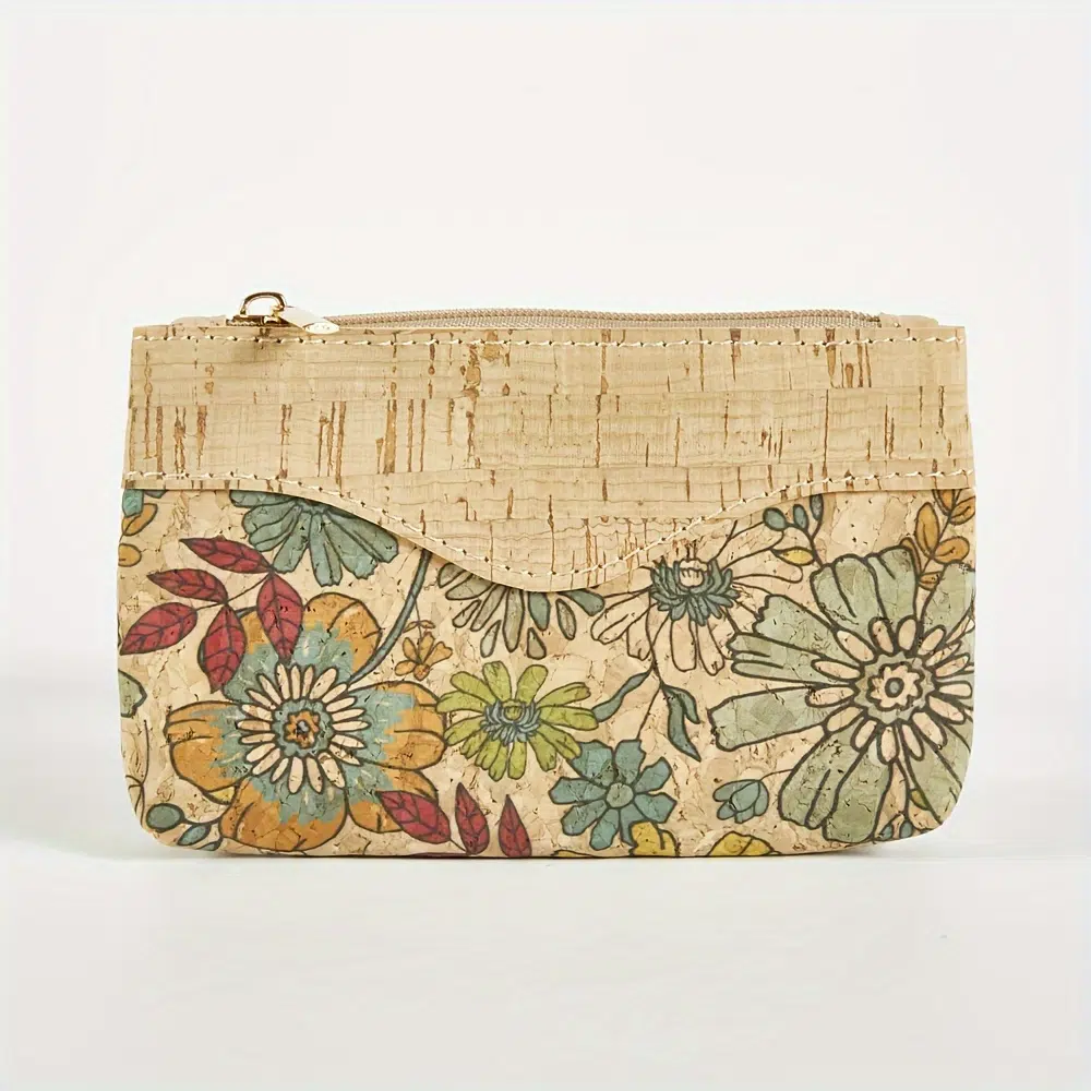 Pochette en liège rétro à motif fleuri 7 Retro Flower Pattern Cork Carry On Pouch – Image 7