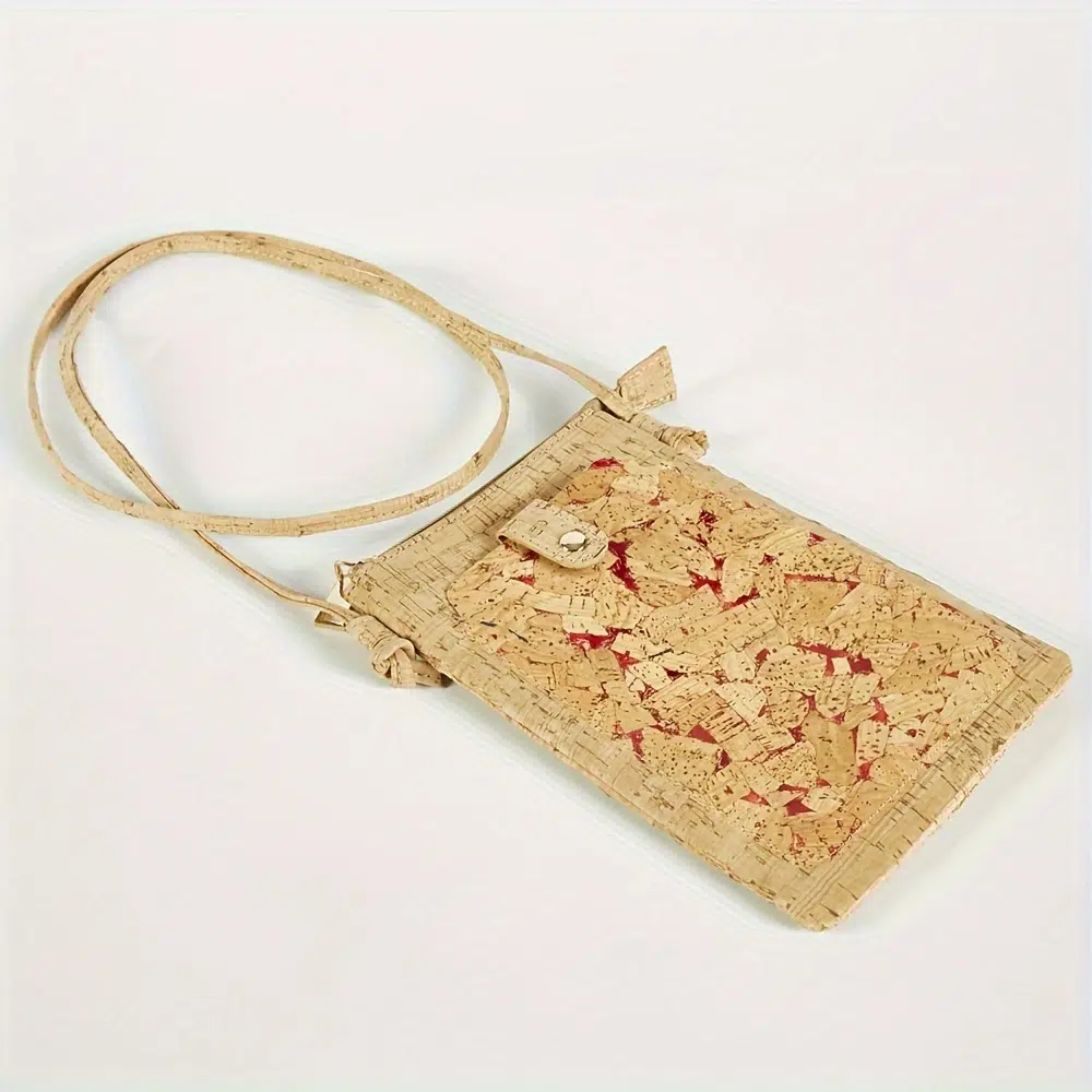 Women's Simple Casual Zipper Cork Handbag - Imagen 4