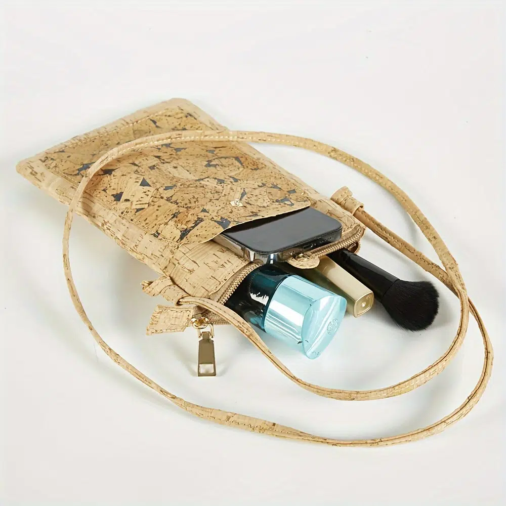 Women's Simple Casual Zipper Cork Handbag - Imagen 3