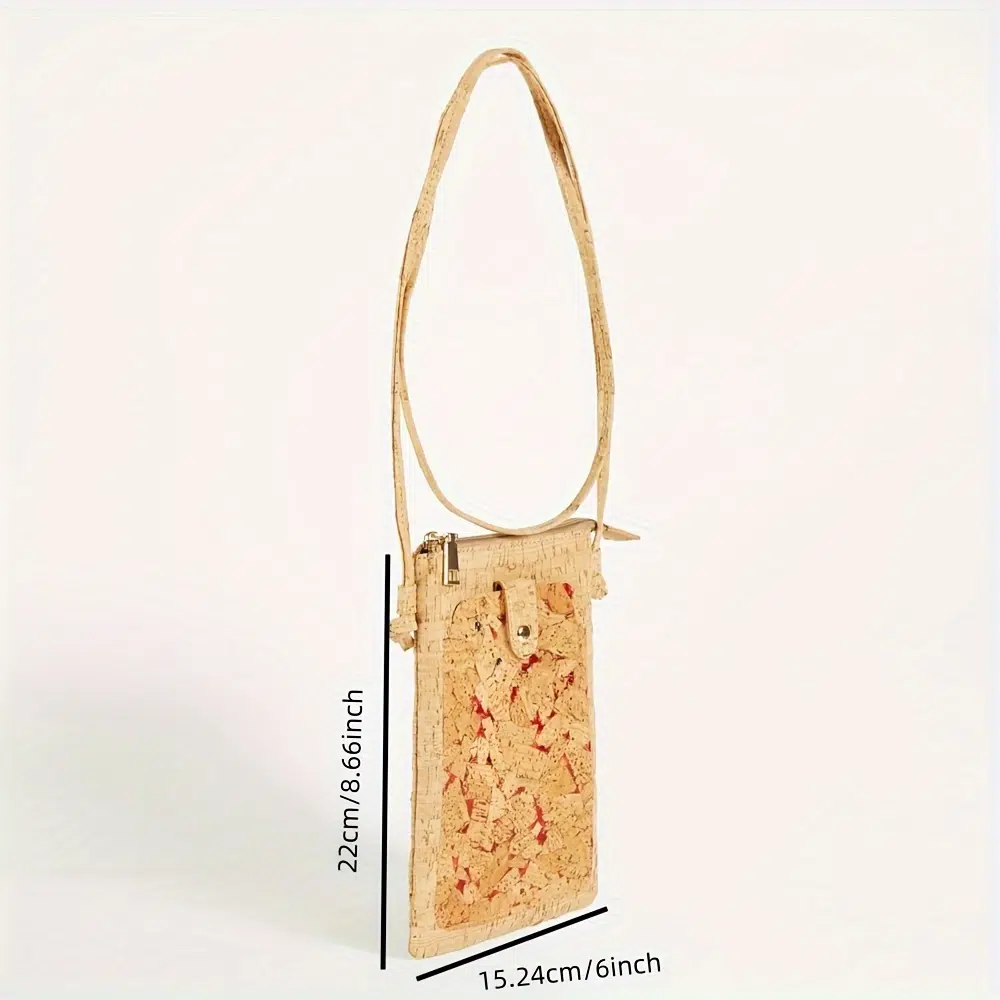 Women's Simple Casual Zipper Cork Handbag - Imagen 2