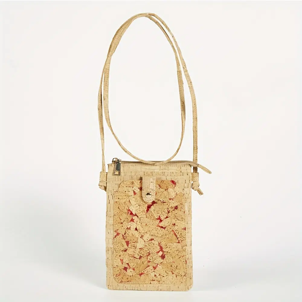 Bolso informal sencillo de mujer con cremallera de corcho