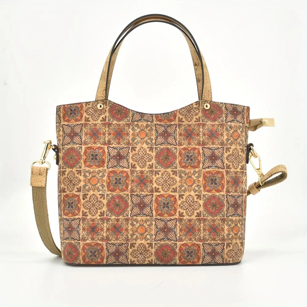 Floral Print Cork Tote Bag 1 Floral Print Cork Tote Bag
